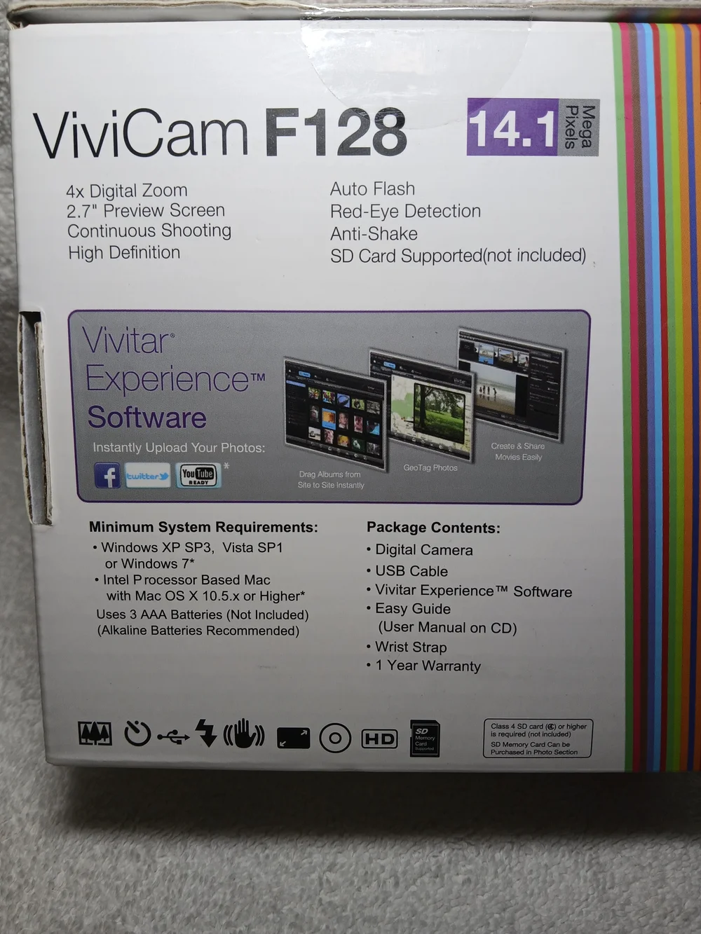 Vivitar ViviCam F128 Digital Camera/8GB SD Card/Digital Photo Frame/ Cam Case.